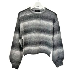 Lulu's Gray Ombre Striped Pullover Sweater